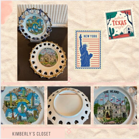 Charming vintage souvenir plate bundle featuring two iconic American destination - Picture 2 of 9